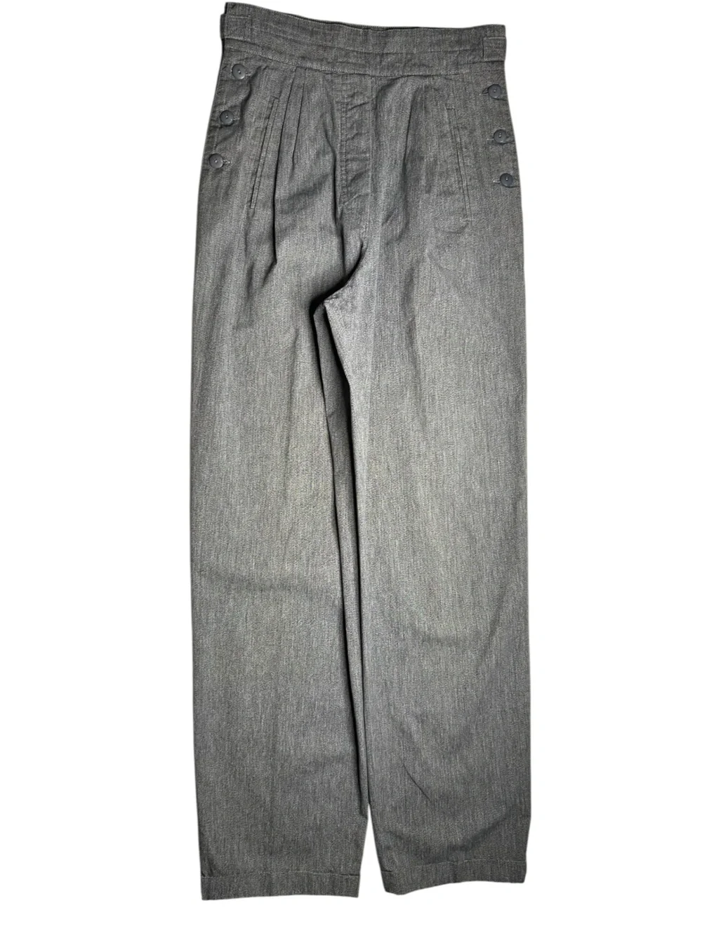 Vintage Seeler High Waist Sailor Trousers Gray Button Front EU 40